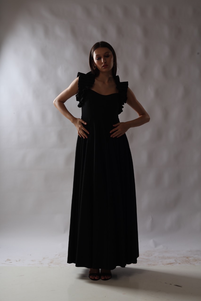 Midnight Elegance Ruffle Maxi Dress - Image 4