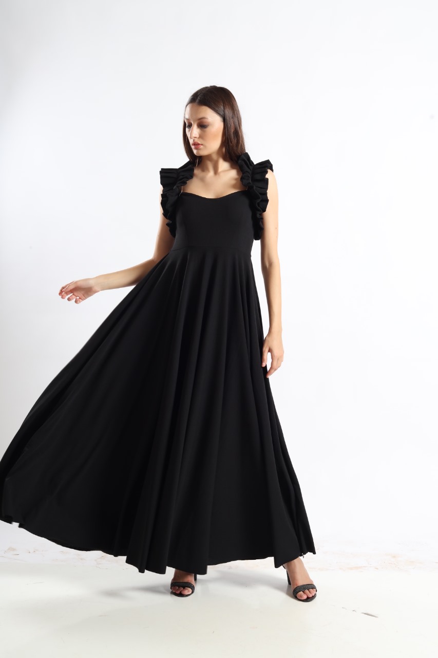 Midnight Elegance Ruffle Maxi Dress - Image 2