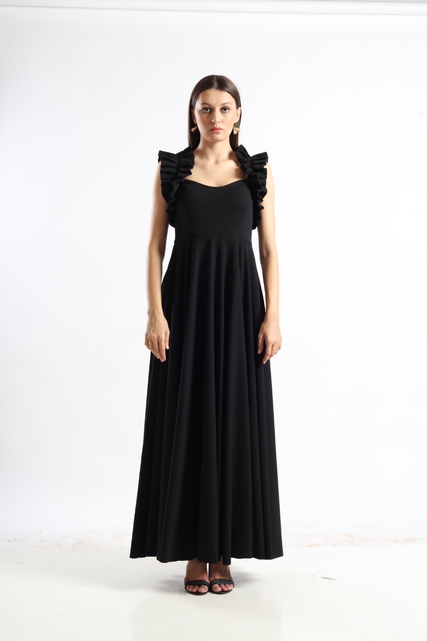 Midnight Elegance Ruffle Maxi Dress - Image 3