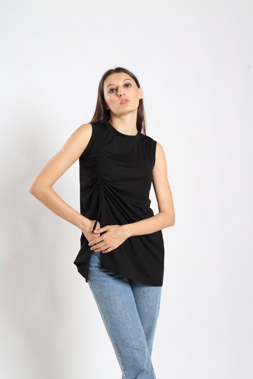 Noir Drape Sleeveless Top