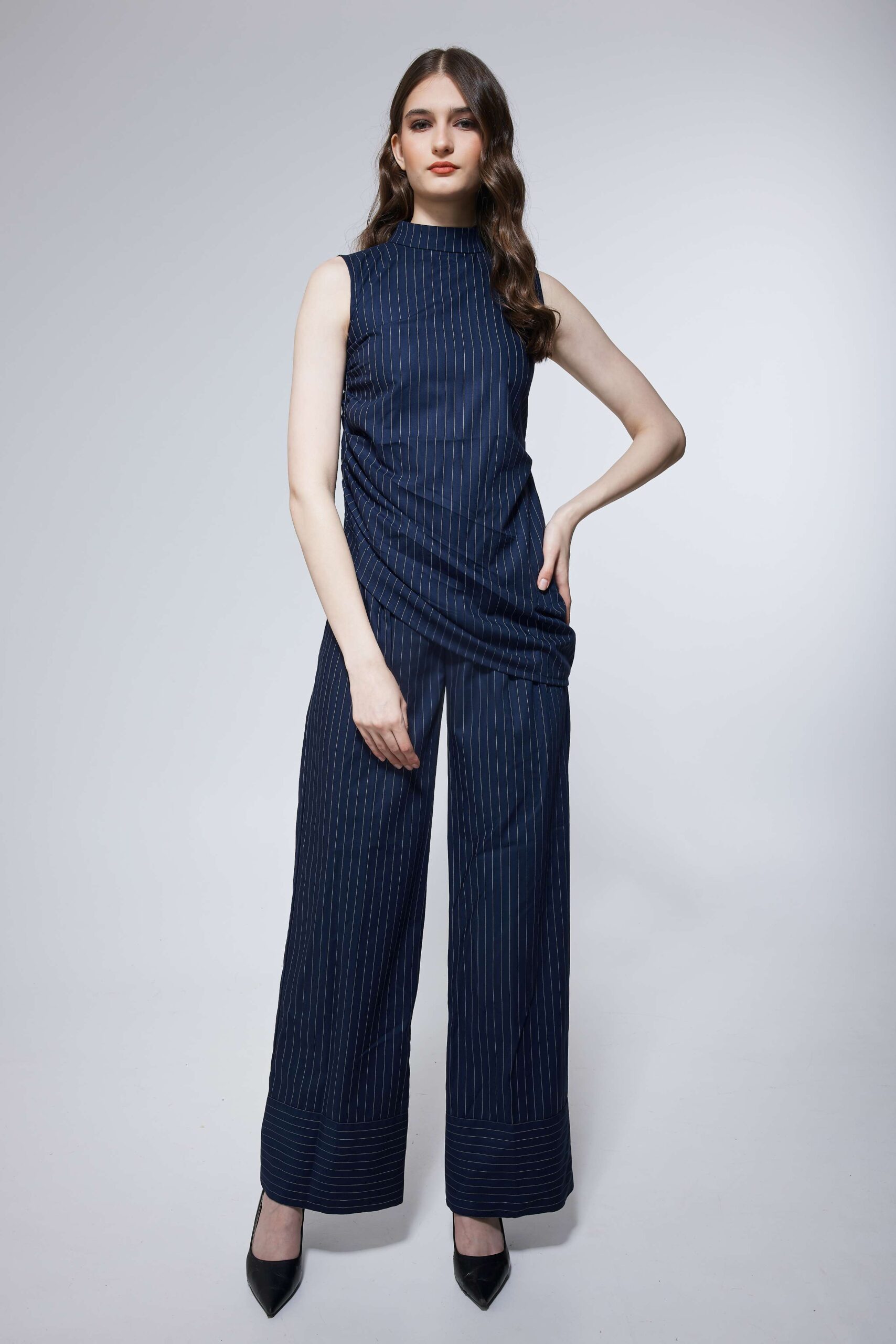 Navy Pleated Sleeveless Co-Ord Set - Image 2