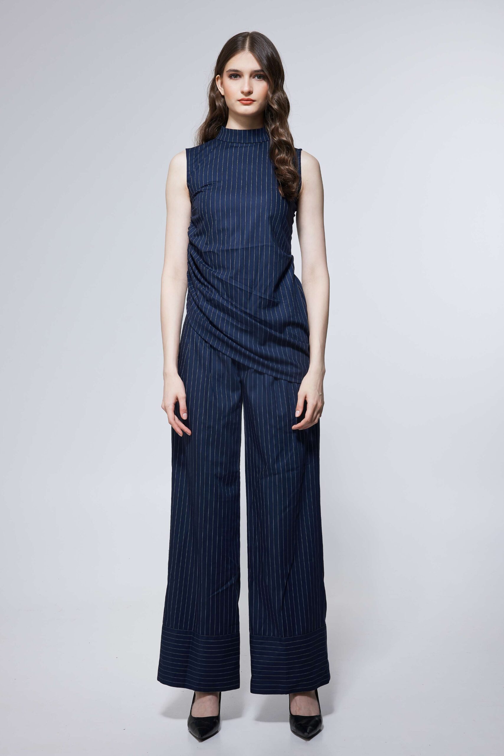 Navy Pleated Sleeveless Co-Ord Set - Image 3