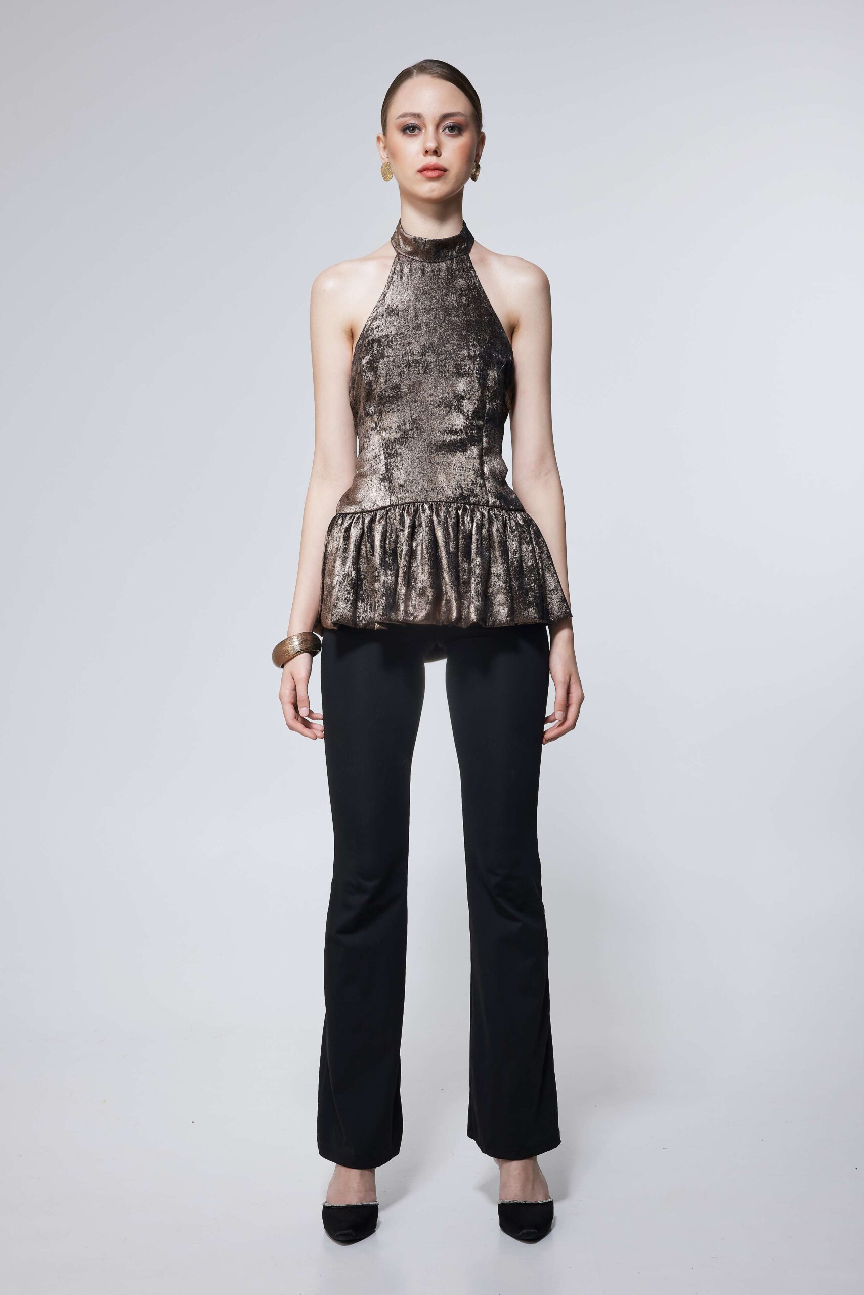 Black Embellished Halter Top
