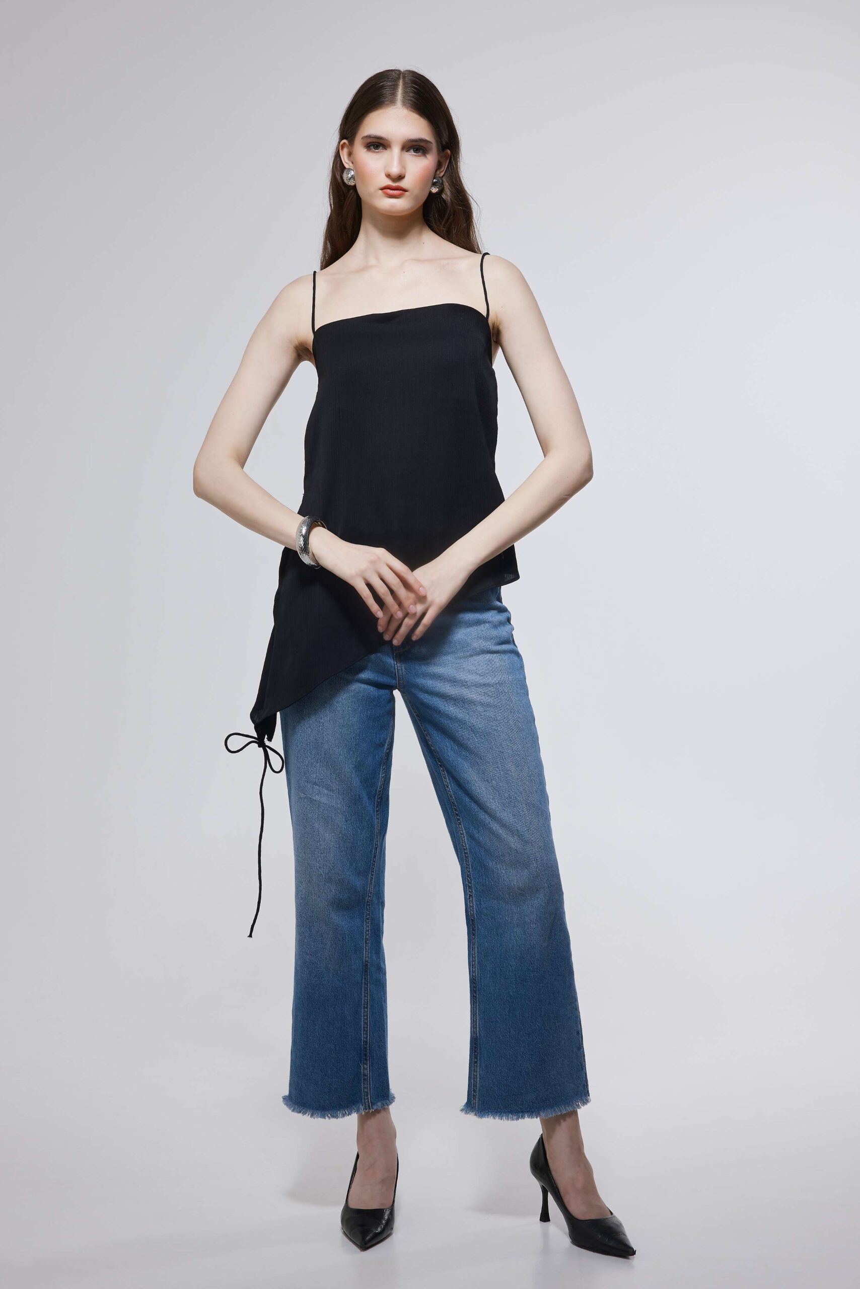 Black Asymmetric Cami Top