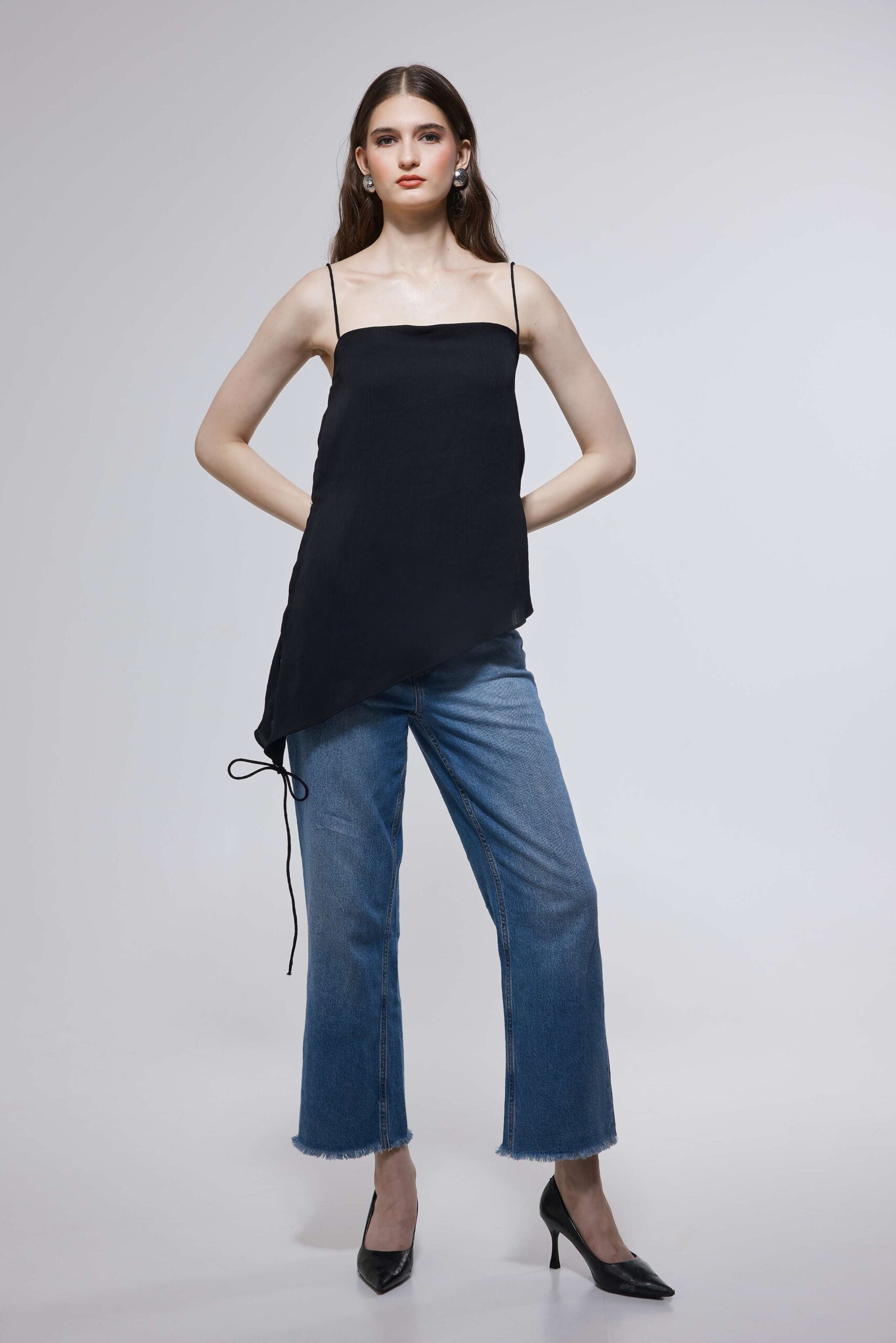 Black Asymmetric Cami Top - Image 2