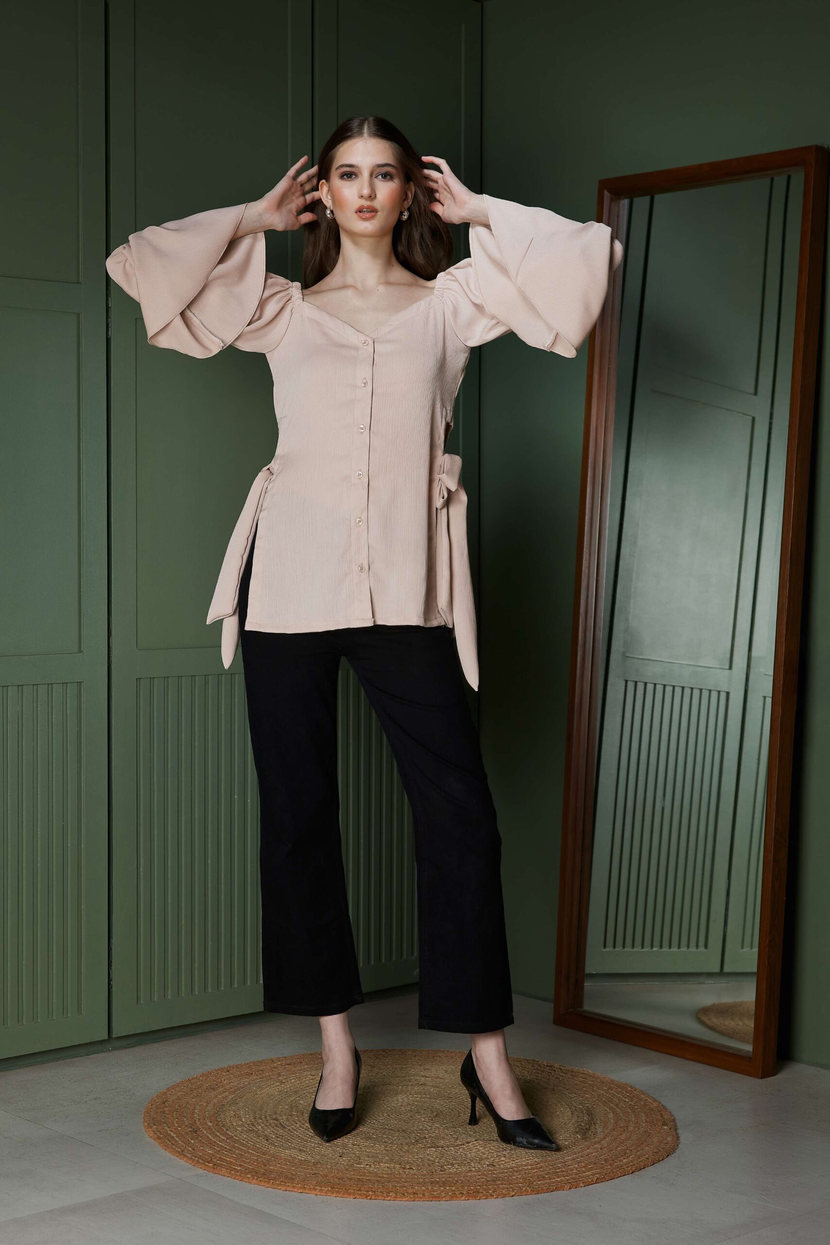 Blush Puff Sleeve Wrap Top