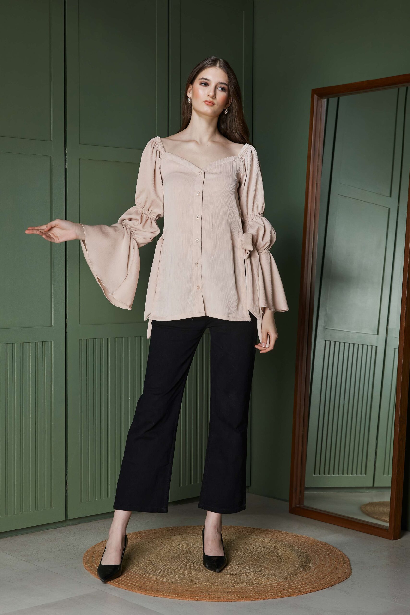 Blush Puff Sleeve Wrap Top - Image 3
