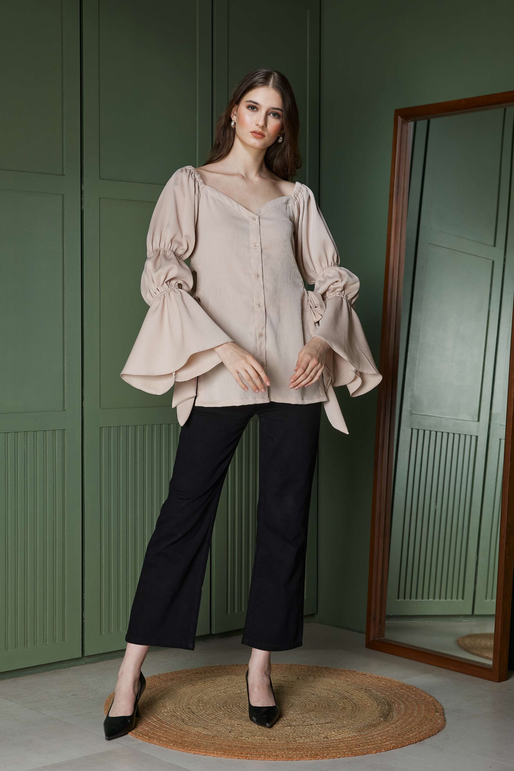 Blush Puff Sleeve Wrap Top - Image 4