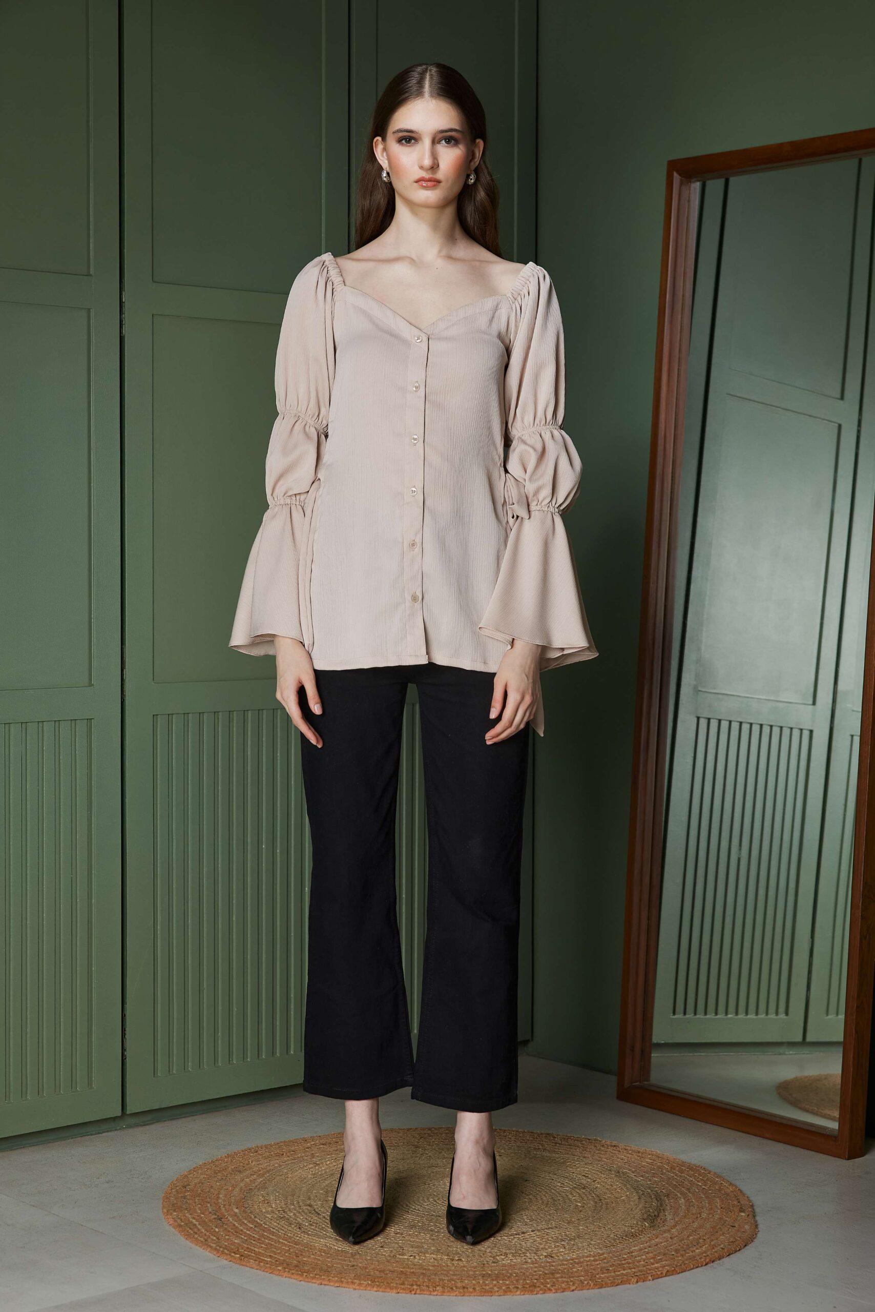 Blush Puff Sleeve Wrap Top - Image 5