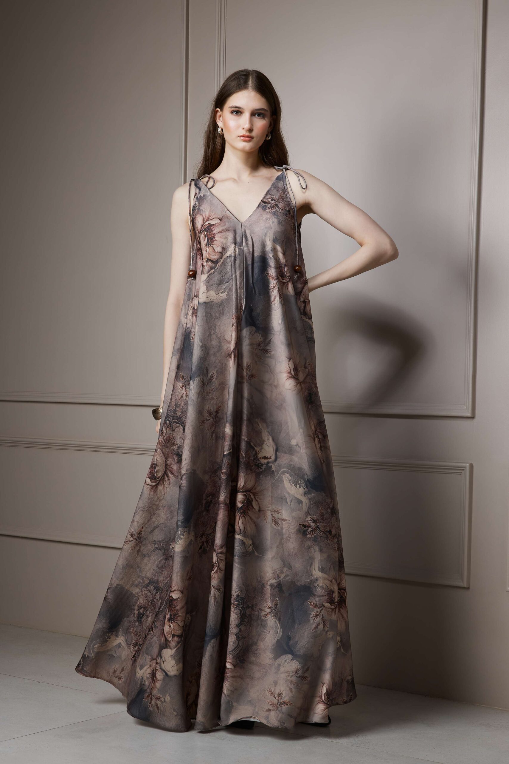 Botanical Print Slip Maxi Dress - Image 3
