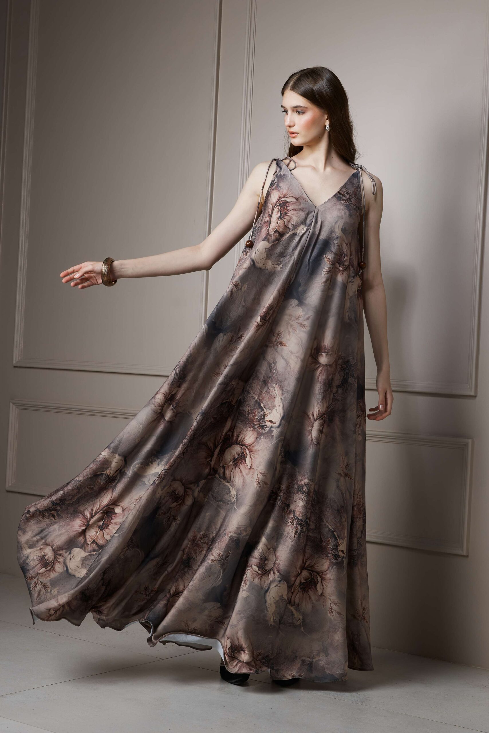 Botanical Print Slip Maxi Dress - Image 4