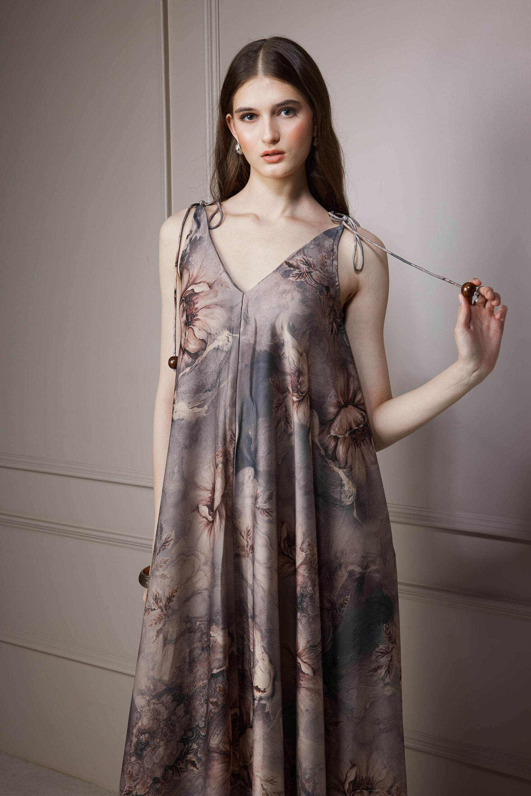 Botanical Print Slip Maxi Dress - Image 5