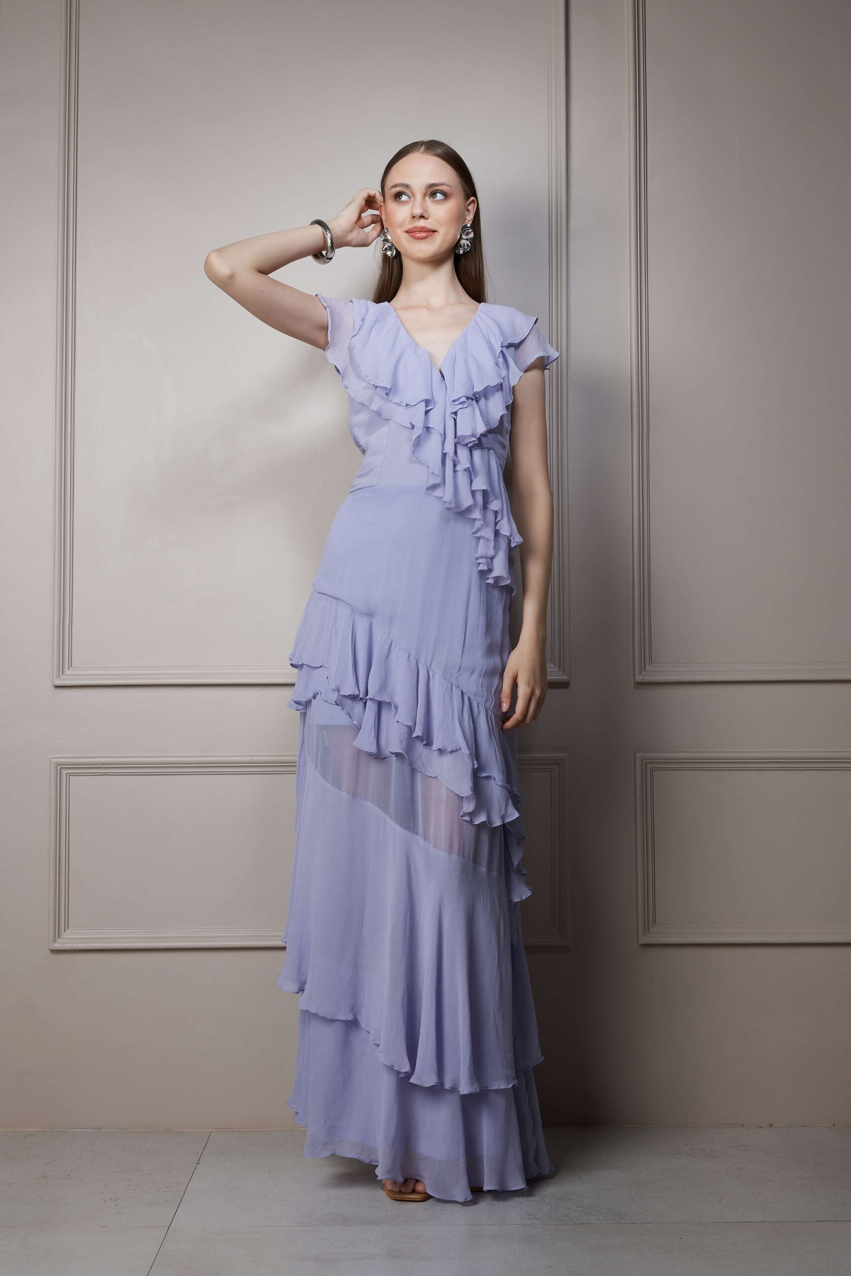 Lavender Ruffle Maxi Dress - Image 2