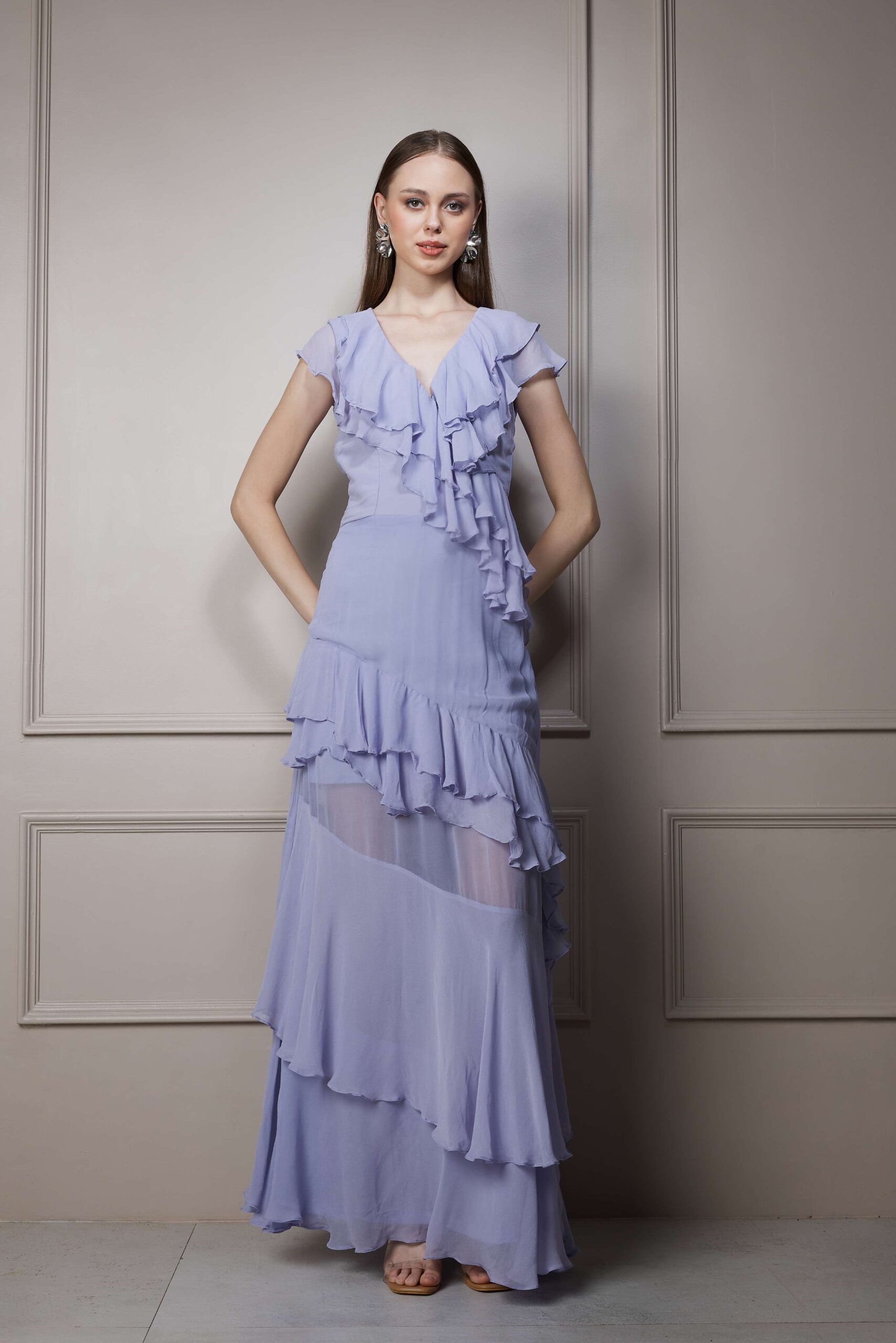 Lavender Ruffle Maxi Dress - Image 3