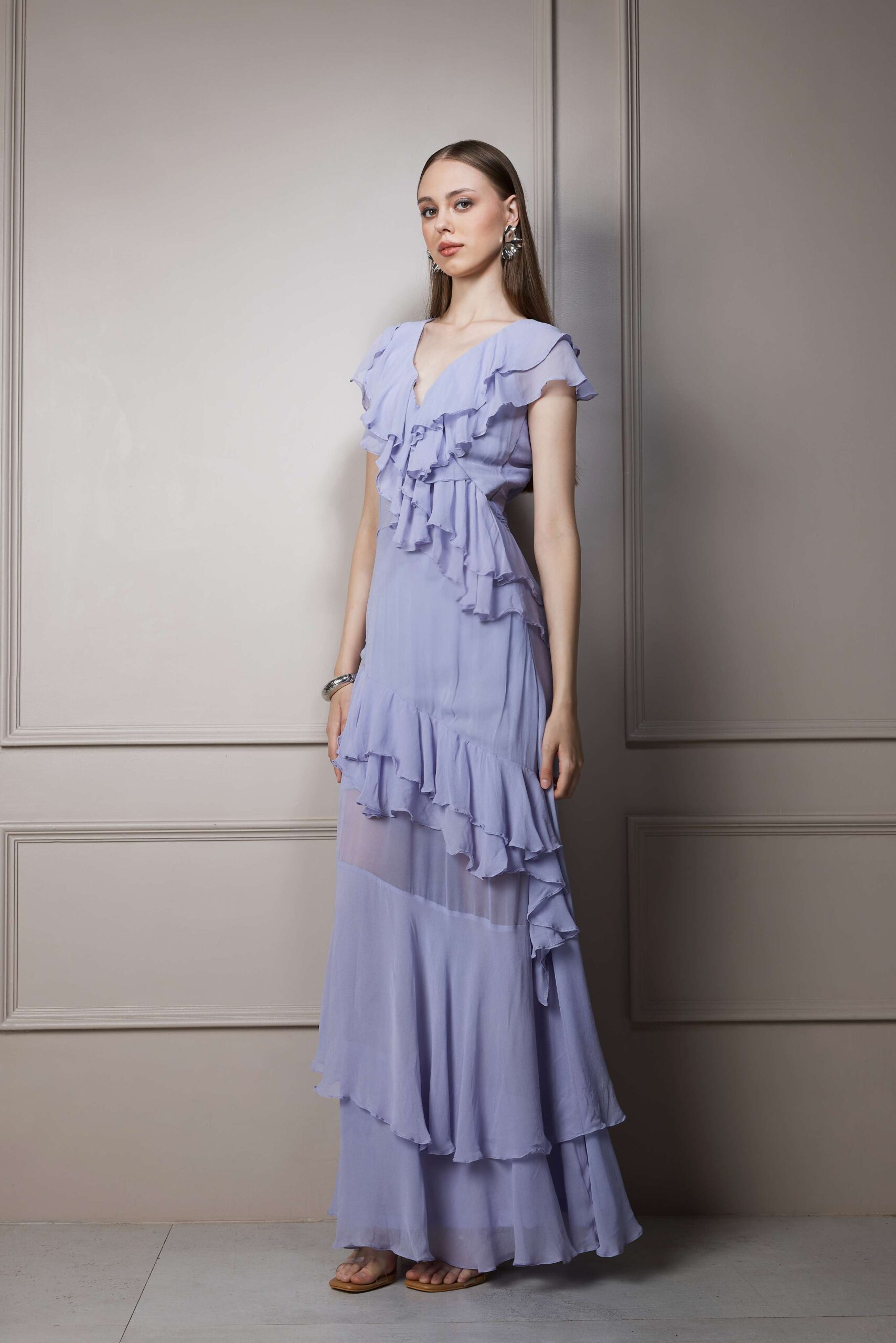 Lavender Ruffle Maxi Dress - Image 4