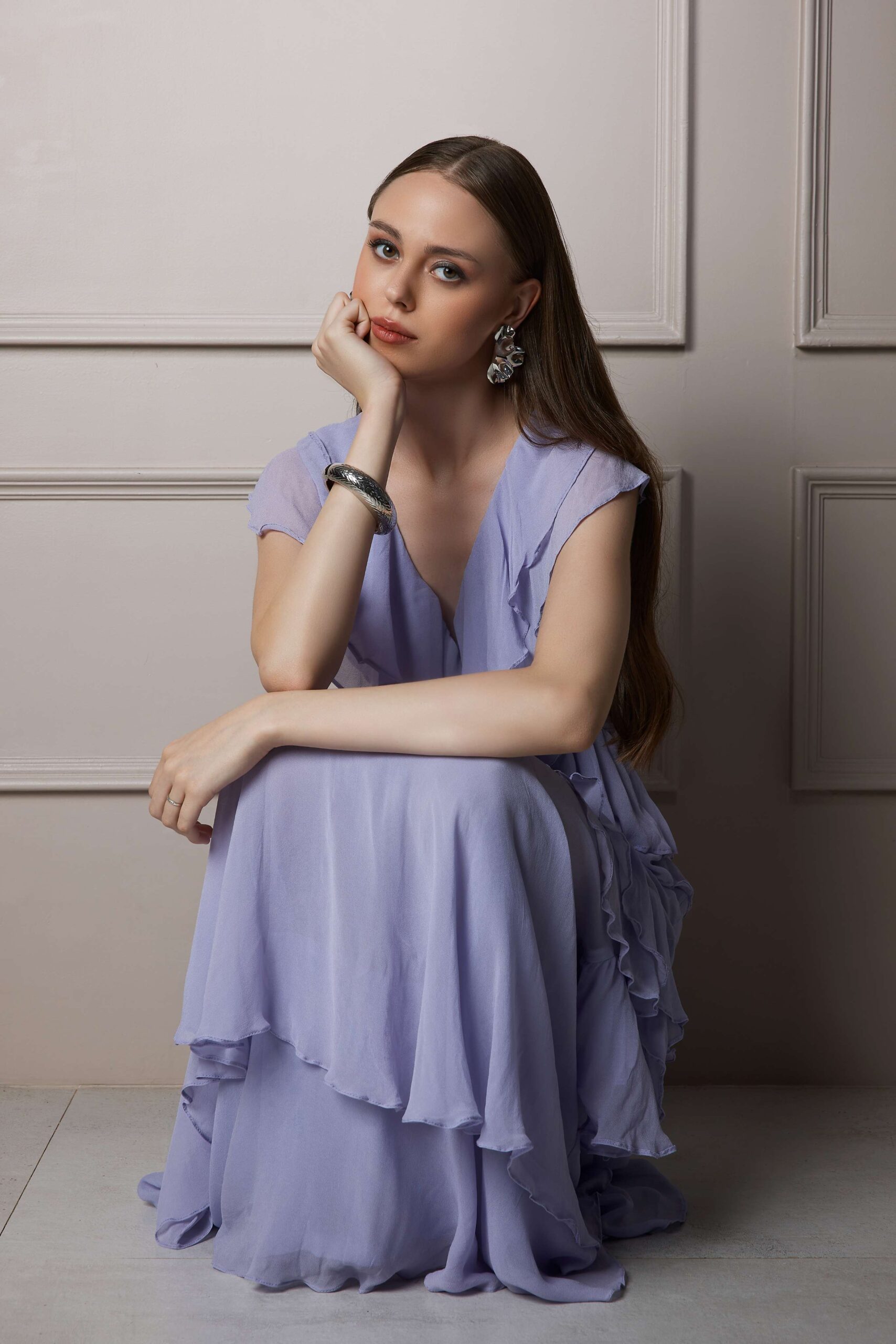 Lavender Ruffle Maxi Dress - Image 5