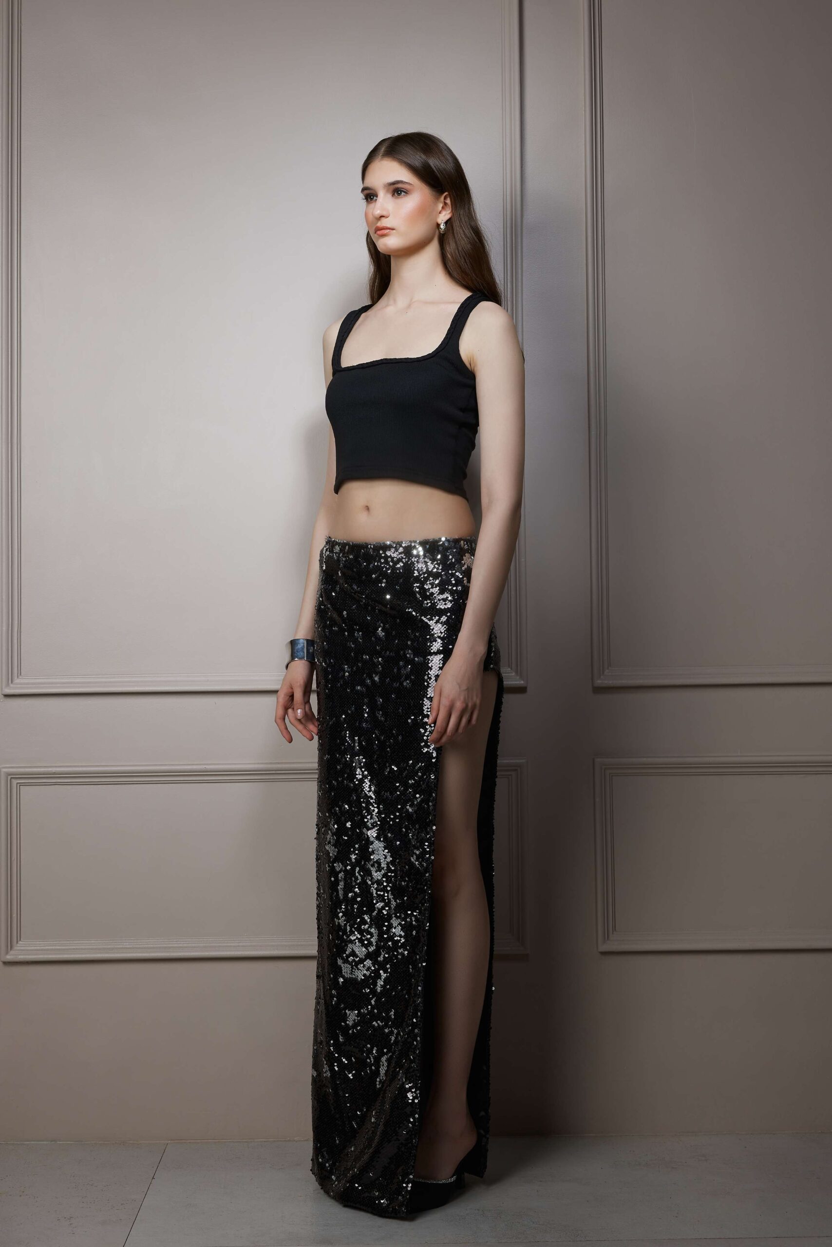 Black Sequin Skirt Co-Ord Set - Image 3