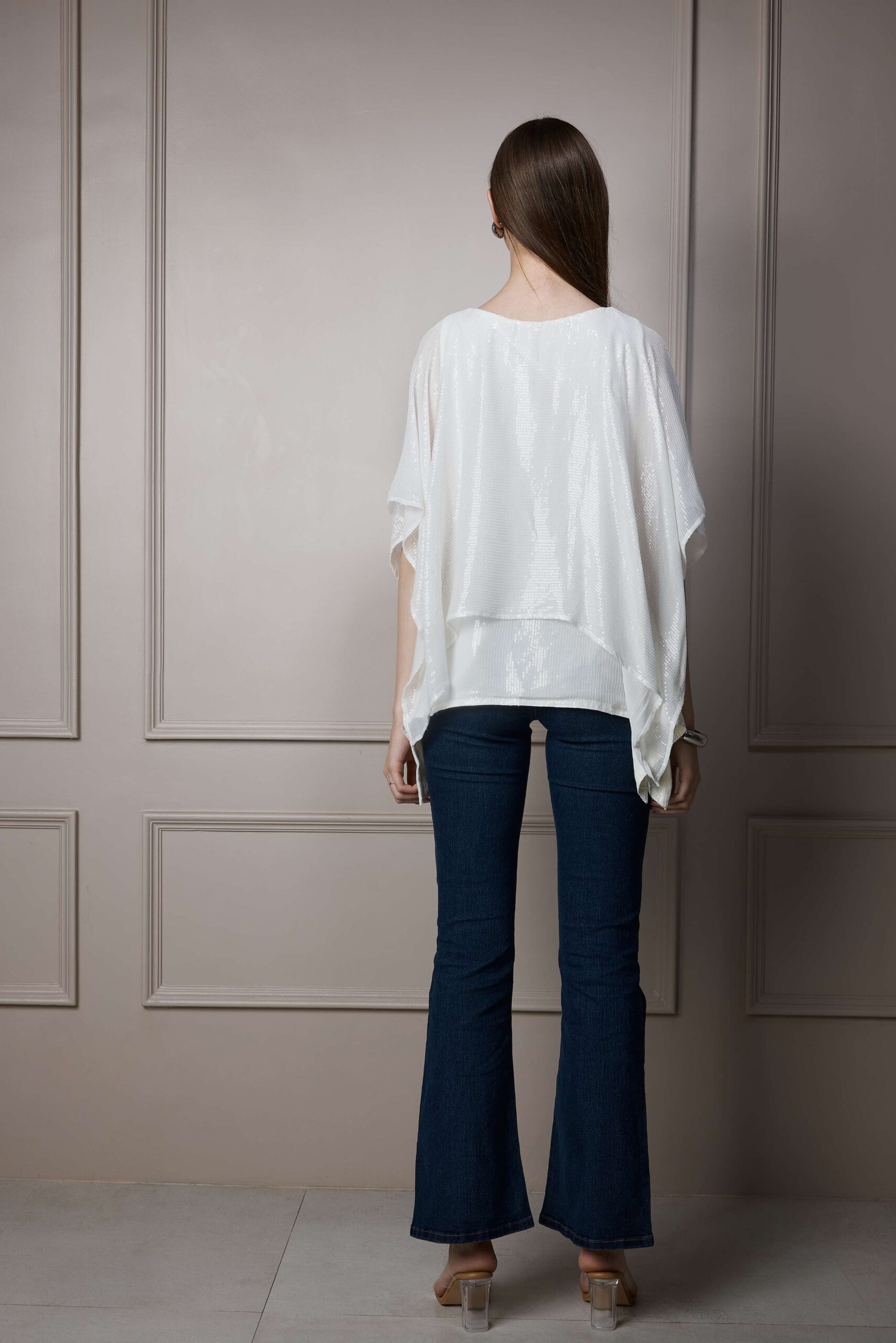 Ivory Draped One-Shoulder Top - Image 3