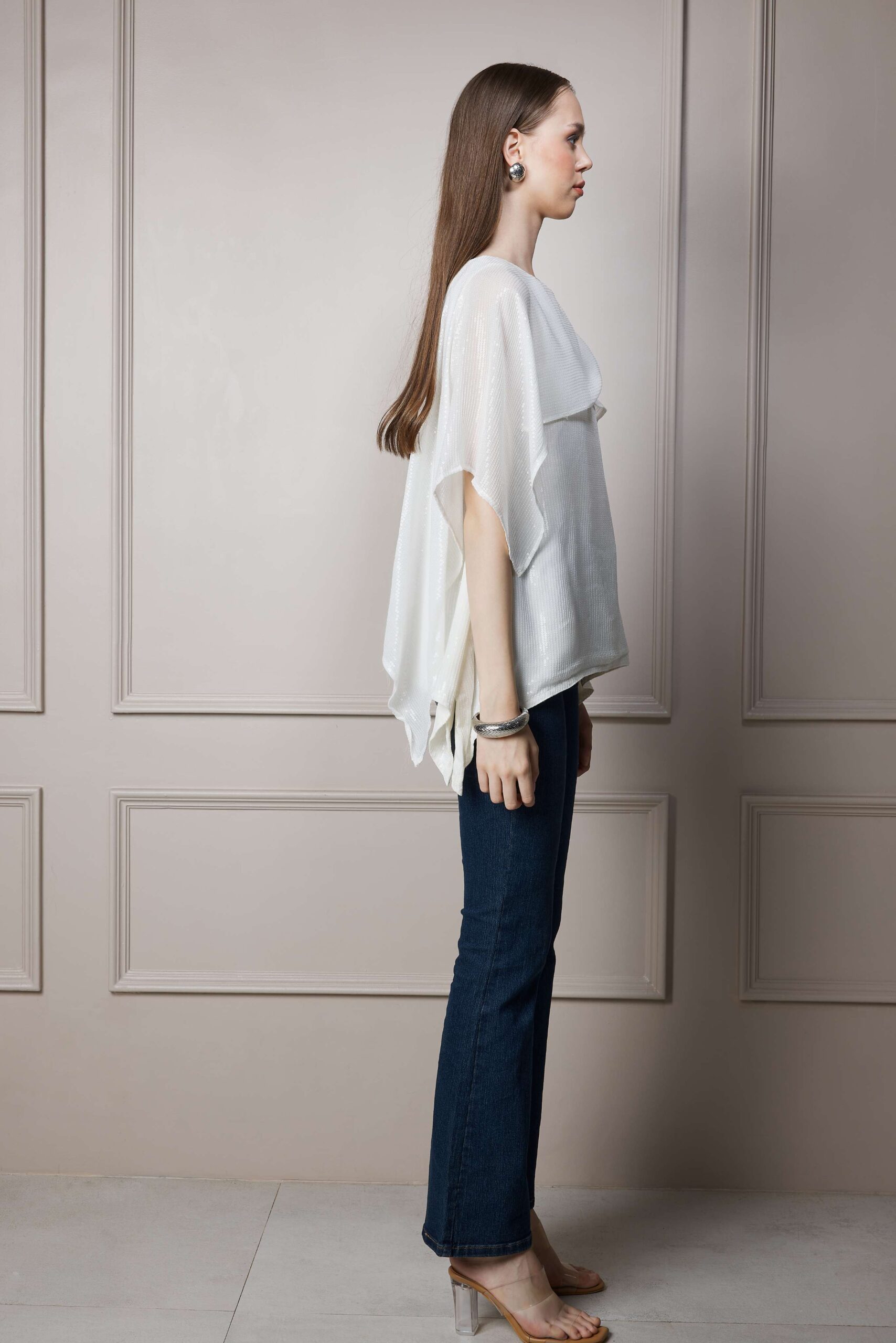 Ivory Draped One-Shoulder Top - Image 2